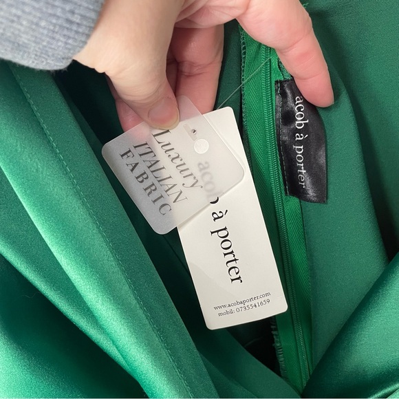 Acob A Porter Draped Midi Dress Emerald Wolf & Badger - Picture 6 of 11